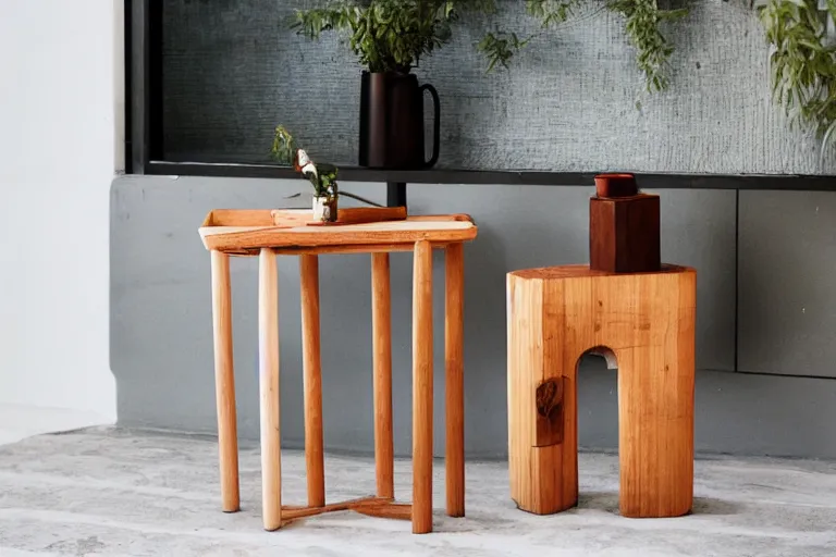 Image similar to a wooden building in the shape of a side table