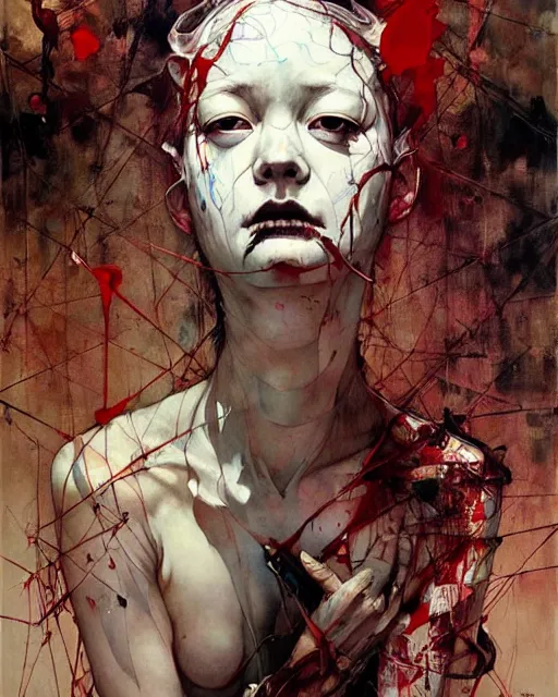 Prompt: we all live in a dystopian society cherishing silently the evil within. in the style of adrian ghenie, esao andrews, jenny saville, edward hopper, surrealism, dark art by james jean, takato yamamoto