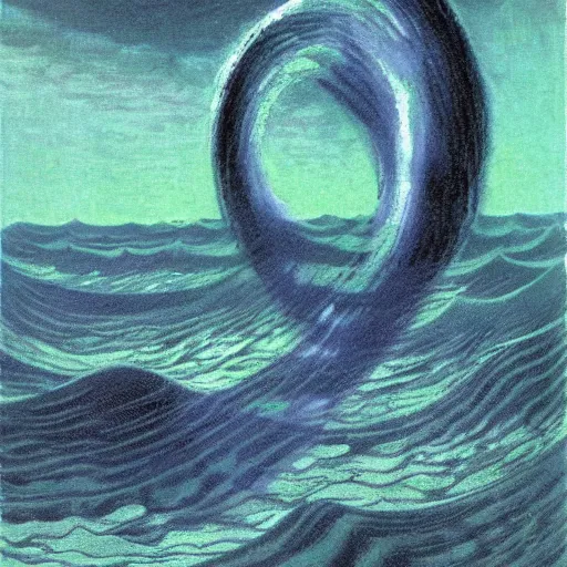 Prompt: water wave flow alien alien by karel thole and claude monet, oil on canvas