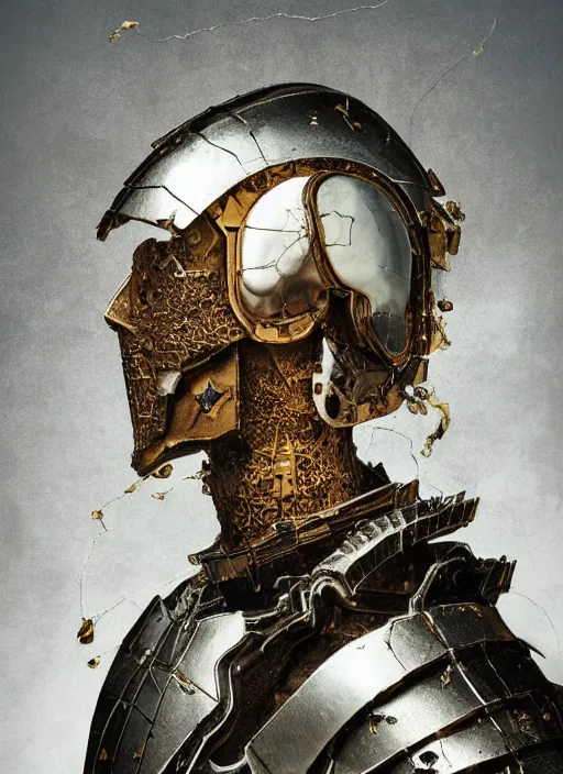 Image similar to portrait of king arthur knight cyborg, kintsugi, x - ray, modern fine art, fractal, intricate, elegant, highly detailed, digital photography, subsurface scattering, by jheronimus bosch and frank miller and greg rutkowski,