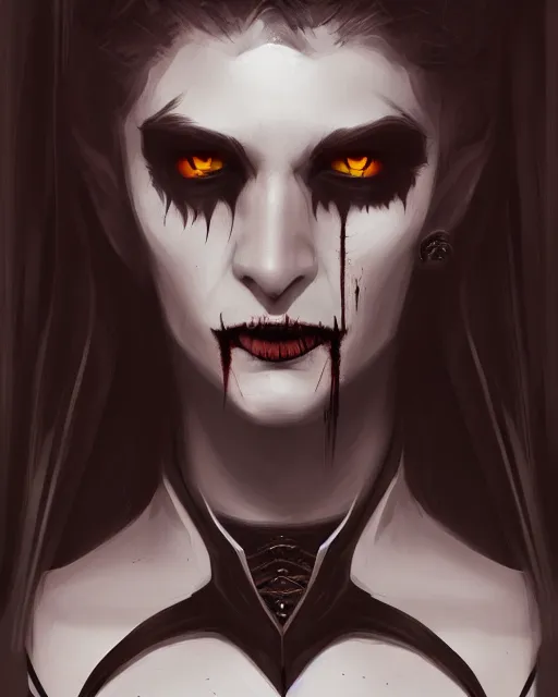 Prompt: a portrait of a vampire lord, grim - lighting, high - contrast, intricate, elegant, highly detailed, digital painting, artstation, concept art, smooth, sharp focus, illustration