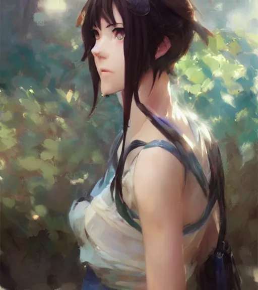 Image similar to daniel f. gerhartz painting of an anime woman, makoto shinkai, krenzcushart