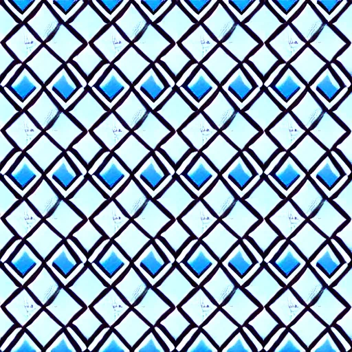 Image similar to textile geometric pattern blue squares white stripes, high quality tiles, clean, artstation