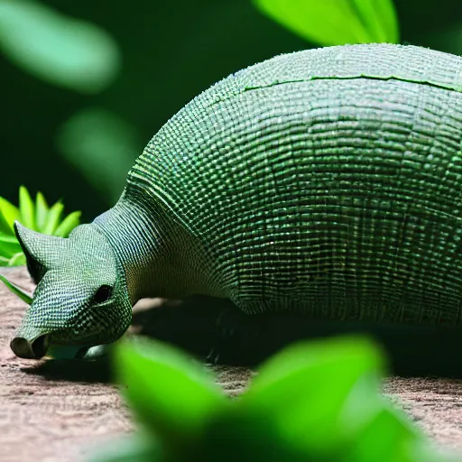 Prompt: a green armadillo