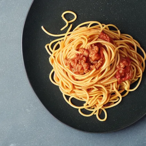 Image similar to an ouroboros atop a plate of spaghetti