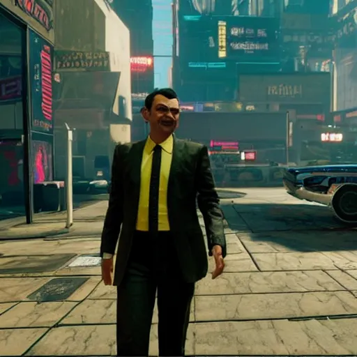 Prompt: Mr Bean in Cyberpunk 2077