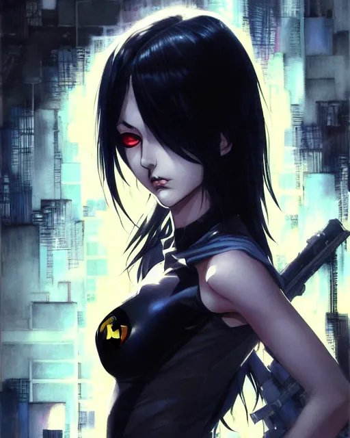 Image similar to portrait Anime Batman DC grunge punk Accurate fine-face, pretty face, realistic shaded Perfect face, fine details. Anime. Gotham gothic realistic shaded lighting by katsuhiro otomo ghost-in-the-shell, magali villeneuve, artgerm, rutkowski Jeremy Lipkin and Giuseppe Dangelico Pino and Michael Garmash and Rob Rey