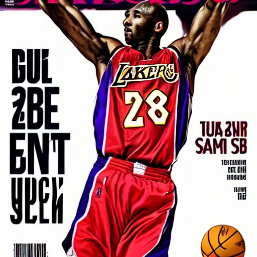 Prompt: basket ball shot kobe slam dunk magazine cover