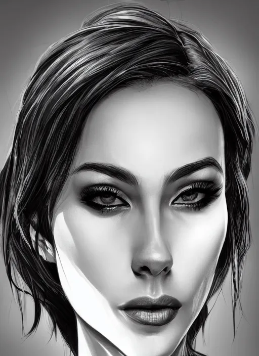 Image similar to up close portrait of a beautiful woman in black and white, art by diego fazio and diegoKoi and oscar Ukono, concept art, sharp focus, artgerm, 8k highly detailed