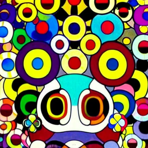 Image similar to silhouette of man's head exploding into flowers, bright colors, Takashi Murakami, Minimalist,