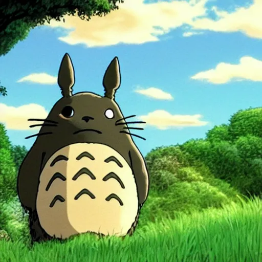 Prompt: my neighbor totoro styleframe if the movie was directed by james cameron