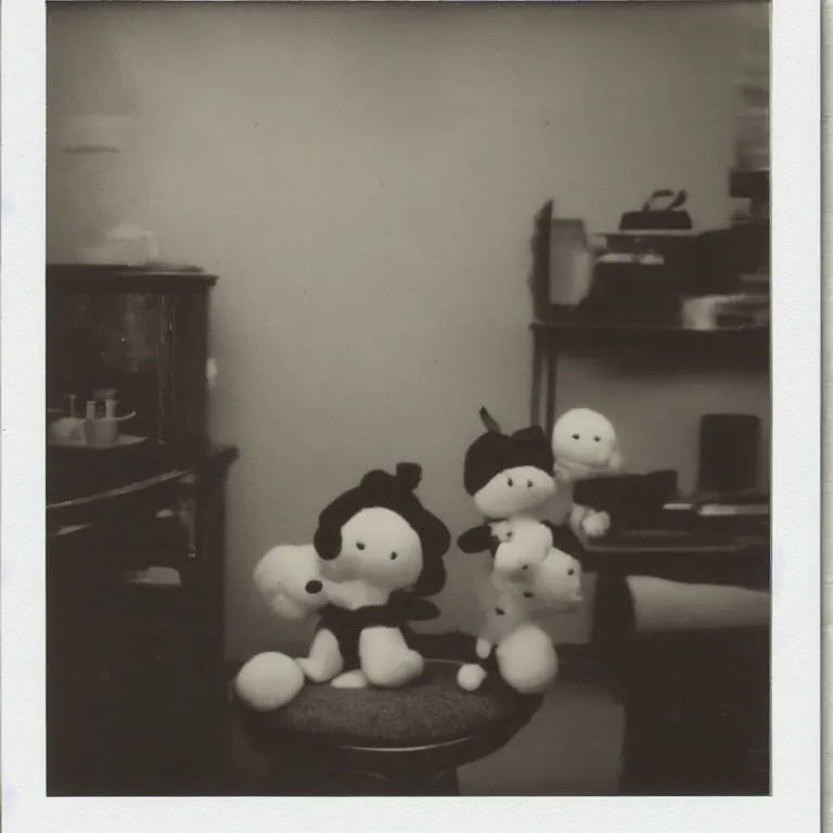 Prompt: Polaroid photograph of fumo plush in the backrooms
