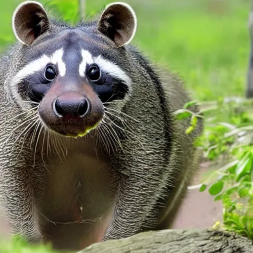 Image similar to photo of a hippopotamus raccoon hybrid