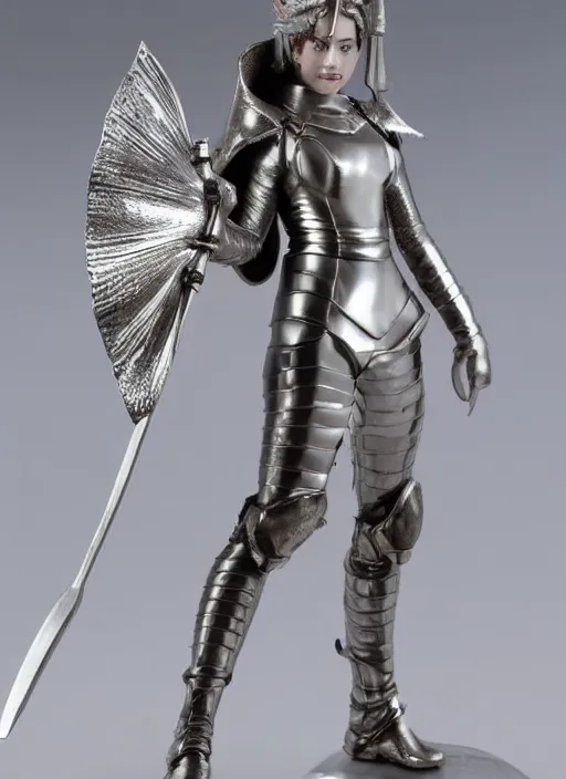 Image similar to 80mm, resin detailed model figure of a female wearing a silver seashell armor