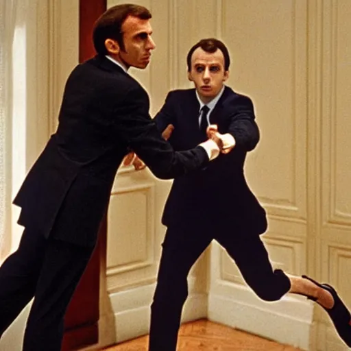 Prompt: Eric Zemmour murder Emmanuel Macron in American Psycho (1999)