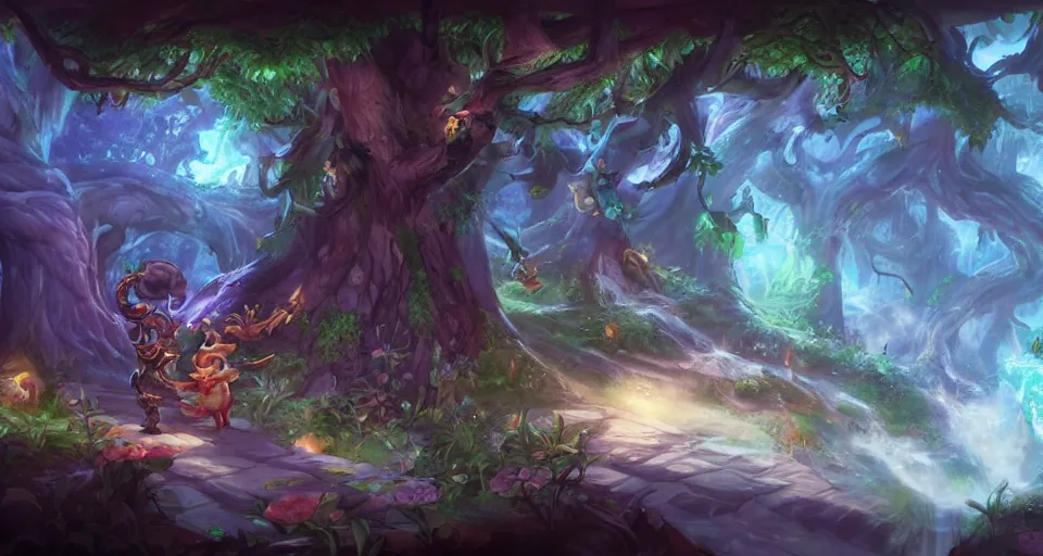 Image similar to Enchanted and magic forest, by League of Legends concept artists