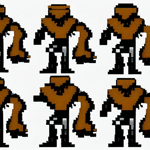 Image similar to 8 bit sprite sheet for an orc barbarian character