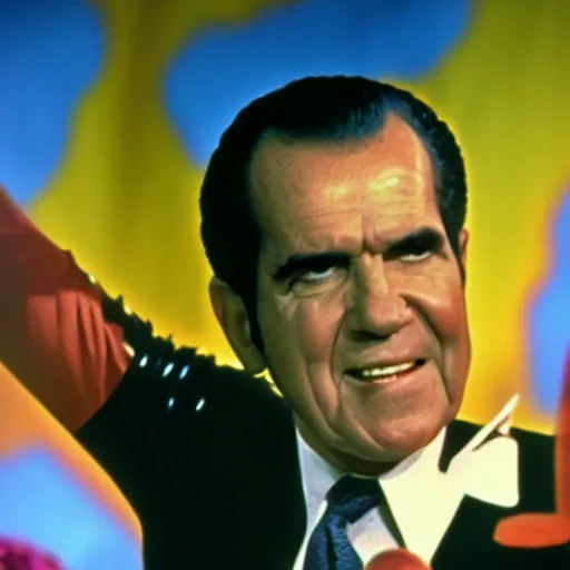 Prompt: Richard Nixon on Soul Train, 1971