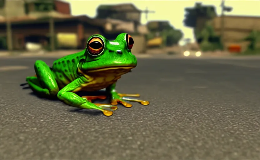 Prompt: a frog in gta san andreas, cinematic shot, 4 k