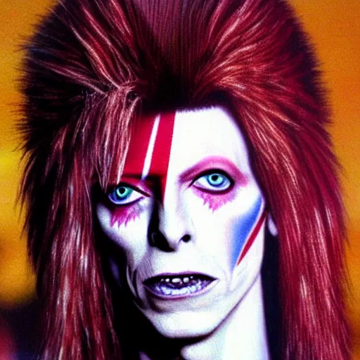 Image similar to david bowie as jareth the goblin king, character art