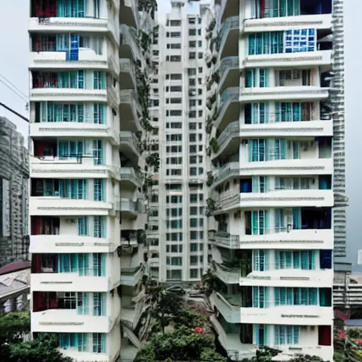 Prompt: a singaporean hdb flat, by moebius