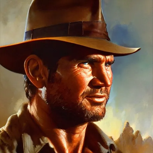 Prompt: ultra realistic portrait painting of indiana jones, art by frank frazetta, 4 k, ultra realistic, highly detailed, epic lighting