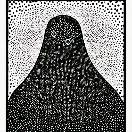 pointilism, black and white, dot art, dark, ominous,, Stable Diffusion