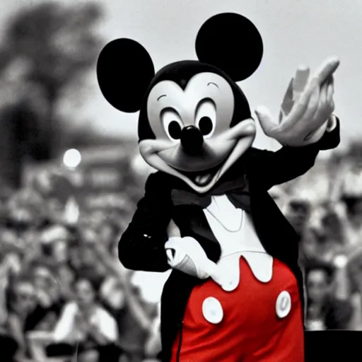 Image similar to mickey mouse performing at woodstock