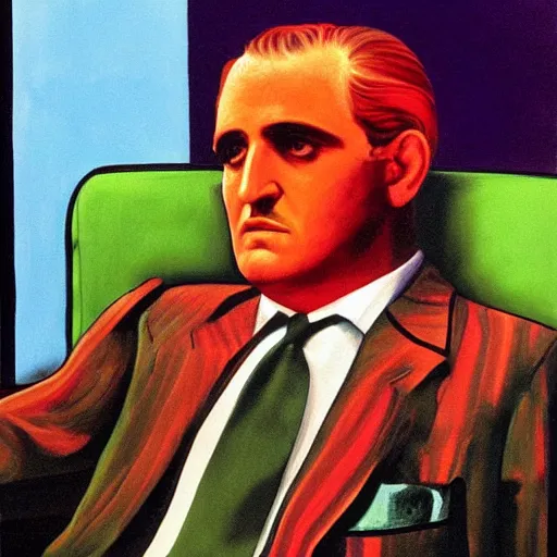 Prompt: the godfather, painting by david hockney