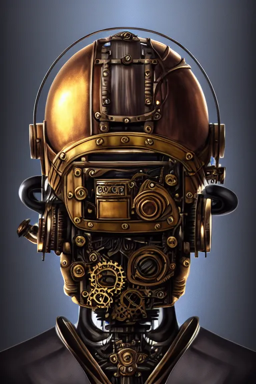 Image similar to steampunk helmet fantasy art mask robot ninja stylized digital illustration sharp focus, elegant intricate digital painting artstation concept art global illumination ray tracing advanced technology chaykin howard and campionpascale and cooke darwyn and davis jack