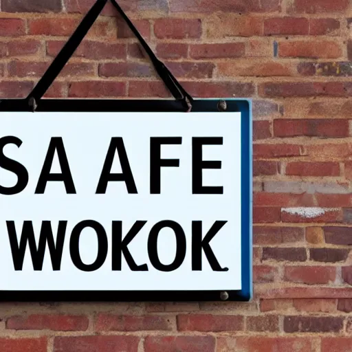 Prompt: photo of a sign that says safe for work