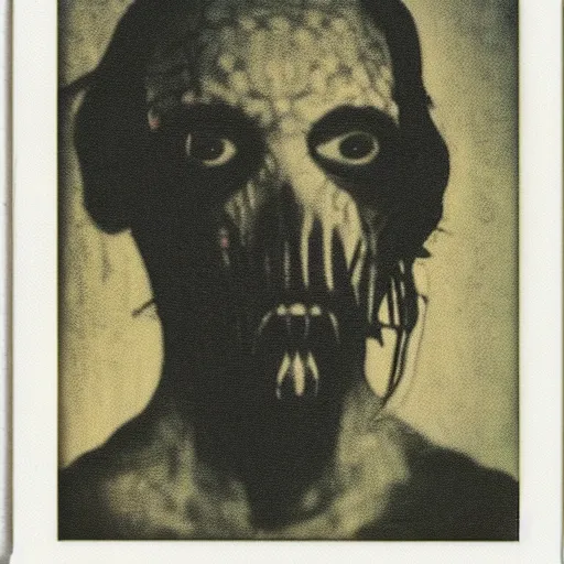 Prompt: polaroid of mind-flayer face shot by Tarkovsky