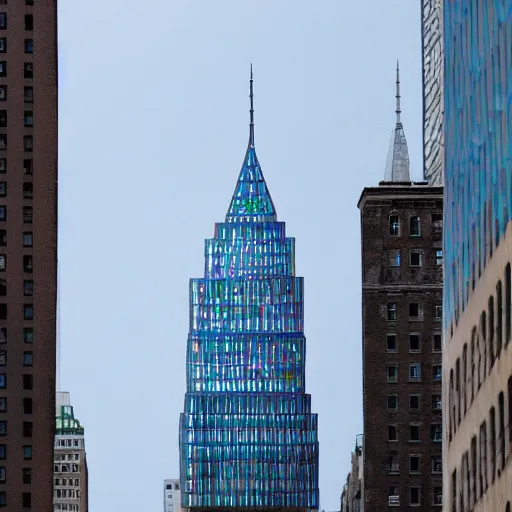 Prompt: buildings made of iridescent bubbles in the form of the new york skyline