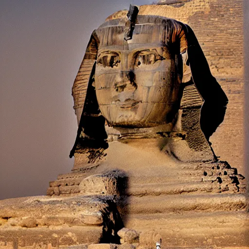 Image similar to the sphinx of giza, cinematic lighting