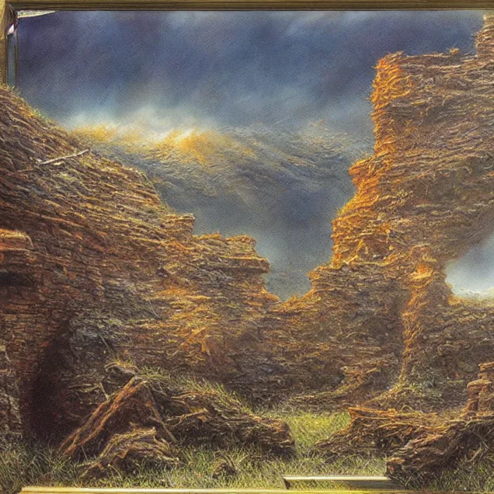 Image similar to a building in a landscape, by bob eggleton