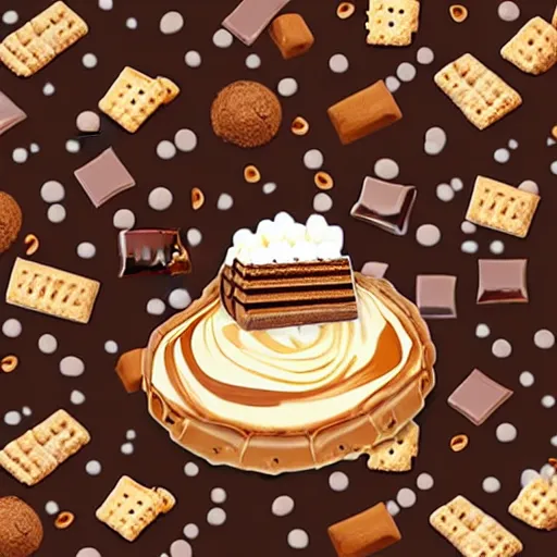 Prompt: smore inside drew barrymore, bionic scifi by alexandre ferra, chocolate and graham cracker background