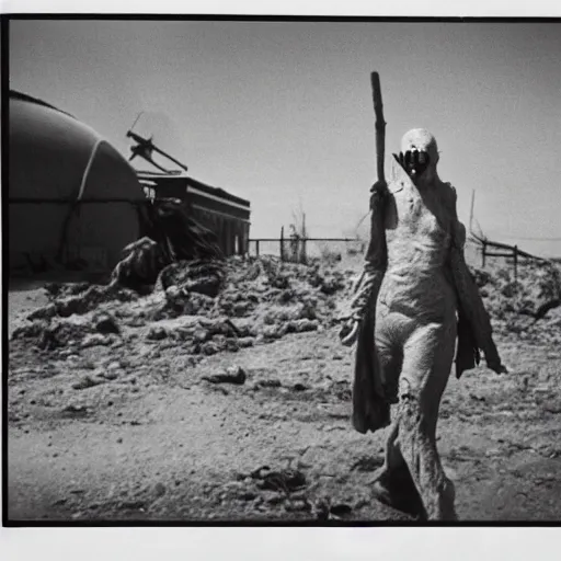 Image similar to real life irradiated undead acute radiation sickness flaking and melting skin 1950s nuclear wasteland black and white award winning photo highly detailed, highly in focus, highly life-like Arriflex 35 II, by stanley kubrick