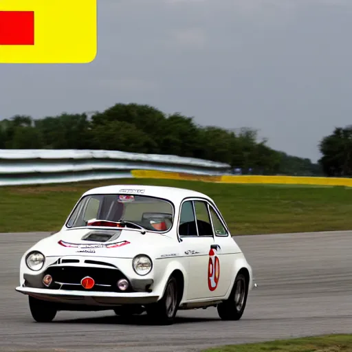 Prompt: a 1 9 6 8 abarth 5 9 5 ss driving on a race track