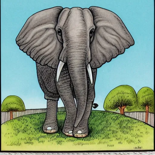 Prompt: an absurd elephant, drawing from the far side