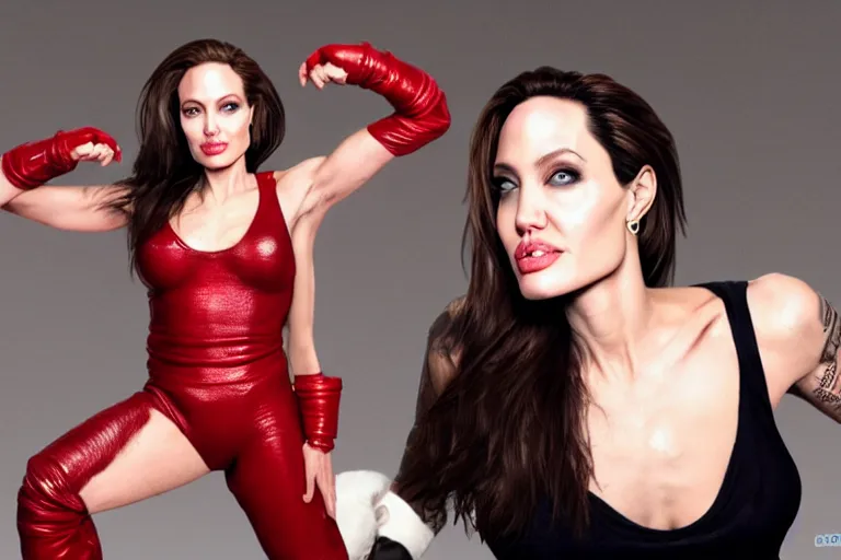 Image similar to angelina jolie is wrestler from wwe, many details, super realistic, high quality, 8 k