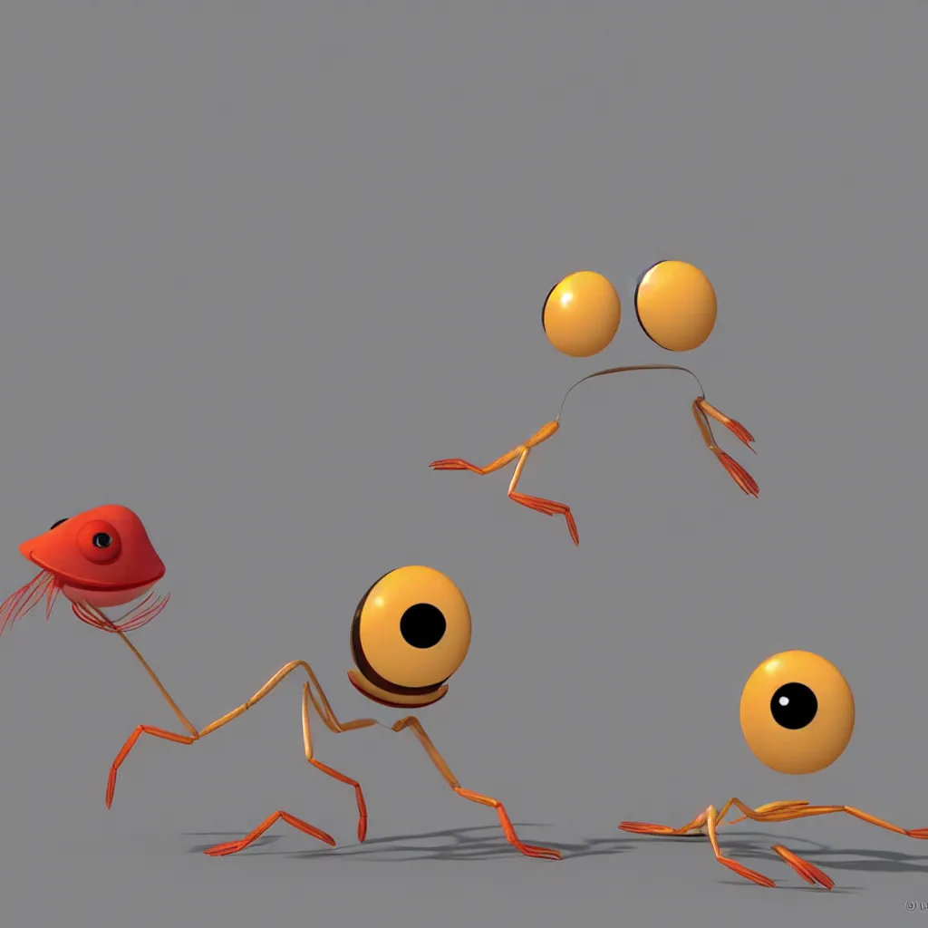Image similar to cute shrimp character with googly eyes, 3 d, style of pixar
