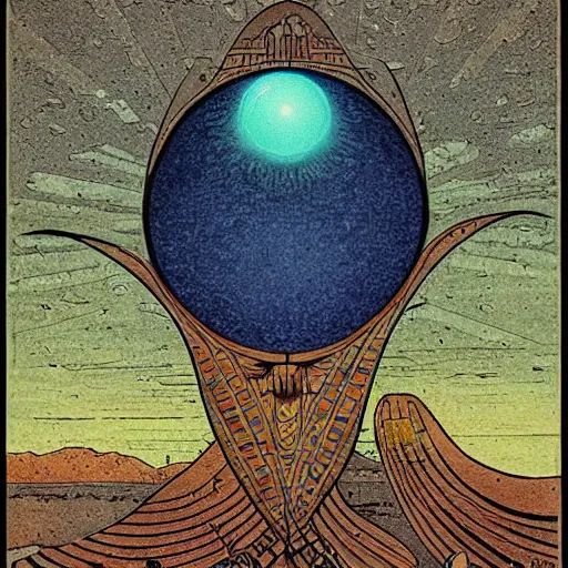 Prompt: eye of hours in the style of moebius, egypt