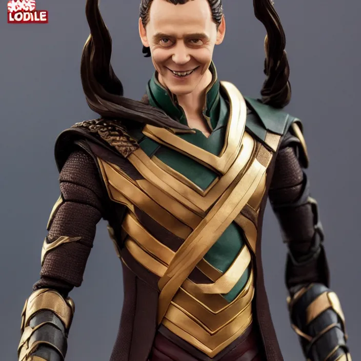 Image similar to tom hiddleston, a goodsmile figure of tom hiddleston, loki, figurine, detailed product photo