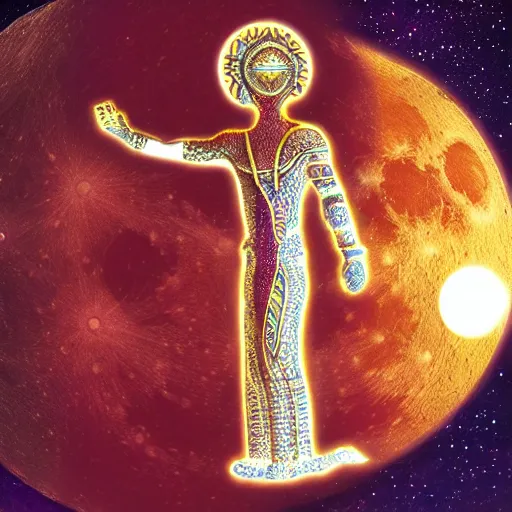 Image similar to ankh shining in front of the glowing moon