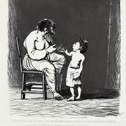 Prompt: homer devours his son, goya painting