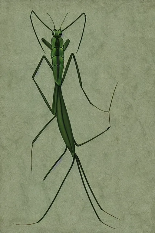 Image similar to praying mantis, paper texture, by pandora sellars