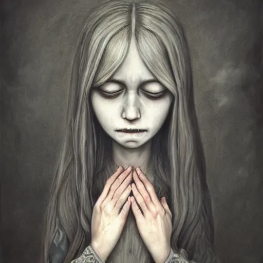 Image similar to a hyperrealistic painting of a beautiful gothic princess crying tears of blood, by John Kenn Mortensen, vivid color, highly detailed,