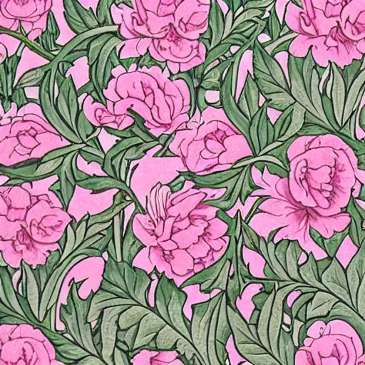 Small pink and white flower wallpaper de - William Morris as art print or  hand painted oil.