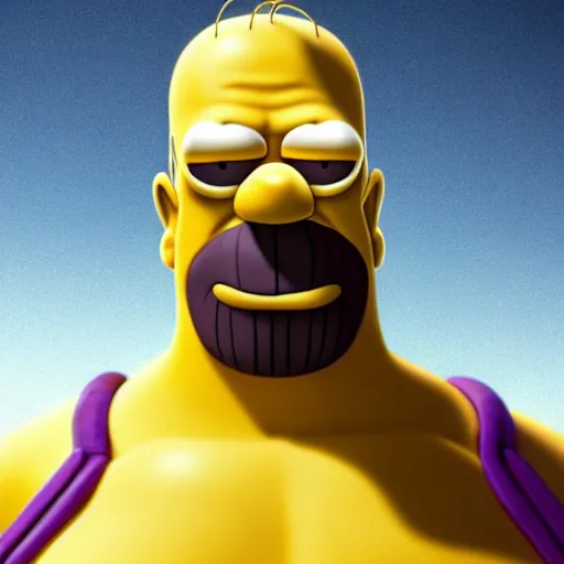 Prompt: CG 3D Homer Simpson as Thanos, cinematic, 4K