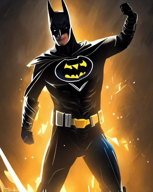 Image similar to ven as batman, with the powers of flash, dynamic lighting, fantasy concept art, trending on art station, stunning visuals, creative, cinematic, ultra detailed, comic strip style